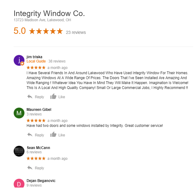 Google Review Cleveland Window Company