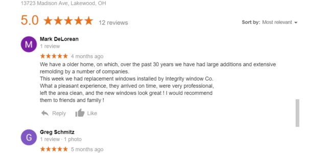 5 Star Google Review: Replacement Windows in Lakewood
