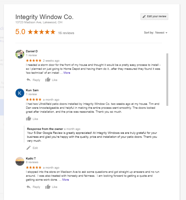 Window Company Reviews